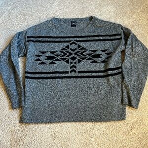 Gap Brooklyn Aztec Print Heathered Gray Sweater  Size Large